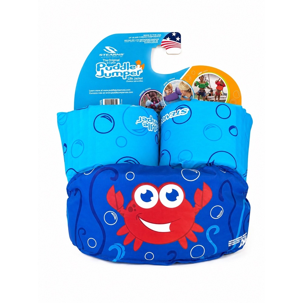 Stearns Puddle Jumper Kids Life Jacket Blue Red Crab 30-50 lbs USCG Approved NEW